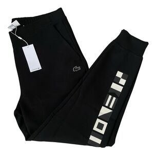 Lacoste Men's Black Reflective Print Joggers Slim Fit$130